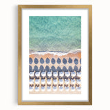 Extra large abstract art print with textured design in warm orange and yellow tones on a gold-framed canvas.