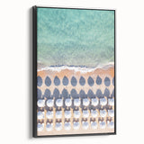 Black and white framed canvas depicting a vintage summer landscape, ideal for bedroom wall decor.