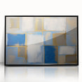 Modern Geometric Abstract - Blue & Gold Living Room Wall Art