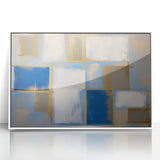 Modern Geometric Abstract - Blue & Gold Living Room Wall Art