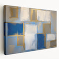 Modern Geometric Abstract - Blue & Gold Living Room Wall Art