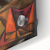 Close-up of an abstract figurative acrylic artwork on glass, showcasing vibrant colors and intricate details that highlight modern artistic expression, perfect for contemporary decor.