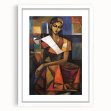 Abstract figurative frame with a white mat, showcasing a modern art piece in a clean and elegant front view, ideal for contemporary home decor.