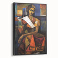 Framed abstract figurative canvas art showcasing a modern black design, viewed from the side, perfect for contemporary home decor and artistic expression.