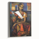Framed abstract figurative canvas art showcasing a silver frame, highlighting intricate designs and textures, perfect for modern decor enthusiasts.
