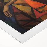 Abstract figurative art printed on rolled canvas, showcasing vibrant colors and dynamic shapes, ideal for modern decor. Packaged securely in a protective tube for shipping.