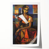 Vibrant abstract figurative art print showcasing bold colors and fluid shapes, elegantly rolled for shipping in a protective cardboard tube. Perfect for modern home decor.