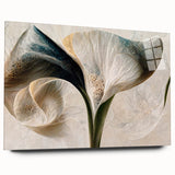 Abstract floral wall art displayed in a side view on acrylic glass, showcasing vibrant colors and elegant design, ideal for modern home decor.
