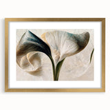 Abstract floral wall art framed with a gold mat, showcasing vibrant colors and intricate designs, perfect for enhancing modern home decor.