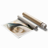 Abstract floral wall art print showcasing vibrant colors and intricate designs, elegantly rolled for display. Perfect for home decor or artistic enhancement.