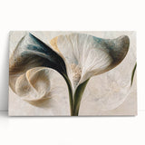 Abstract floral wall art on stretched canvas, showcasing vibrant colors and intricate designs, leaning against a wall, adding elegance to home decor.