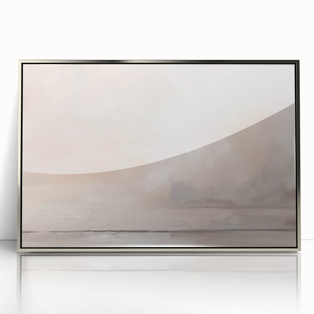 Framed abstract landscape wall art featuring vibrant silver and blue tones, designed to enhance modern home decor with a sleek acrylic finish.