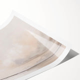 Abstract landscape wall art print showcasing vibrant hues of blue, orange, and green, ideal for modern home decor. The rolled artwork captures a serene natural scene, perfect for adding a touch of elegance to any interior space.