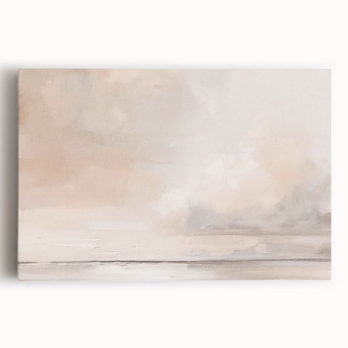Abstract landscape wall art on stretched canvas, showcasing vibrant colors and fluid shapes, ideal for modern home decor, enhancing any living space's aesthetic.