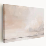 Abstract landscape wall art on stretched canvas, showcasing vibrant colors and fluid shapes, perfect for modern home décor. Side view highlights the canvas depth and quality.