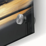 Minimalist Abstract Wall Art – Gold Horizon on Bold Black Canvas