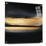 Minimalist Abstract Wall Art – Gold Horizon on Bold Black Canvas