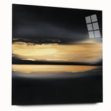 Minimalist Abstract Wall Art – Gold Horizon on Bold Black Canvas