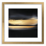 Minimalist Abstract Wall Art – Gold Horizon on Bold Black Canvas