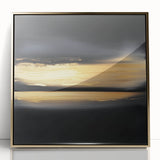 Minimalist Abstract Wall Art – Gold Horizon on Bold Black Canvas