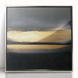 Minimalist Abstract Wall Art – Gold Horizon on Bold Black Canvas
