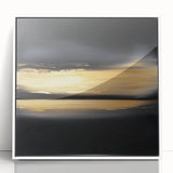 Minimalist Abstract Wall Art – Gold Horizon on Bold Black Canvas