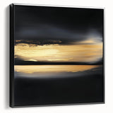 Minimalist Abstract Wall Art – Gold Horizon on Bold Black Canvas