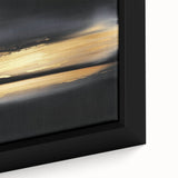 Minimalist Abstract Wall Art – Gold Horizon on Bold Black Canvas