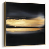 Minimalist Abstract Wall Art – Gold Horizon on Bold Black Canvas