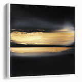 Minimalist Abstract Wall Art – Gold Horizon on Bold Black Canvas