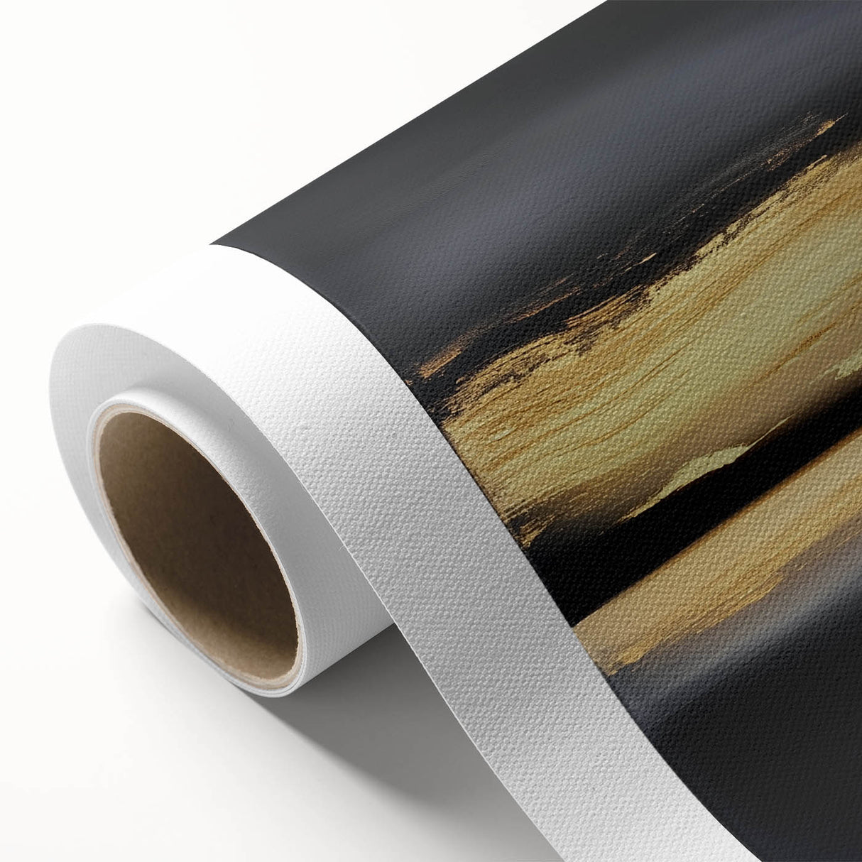 Minimalist Abstract Wall Art – Gold Horizon on Bold Black Canvas