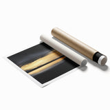 Minimalist Abstract Wall Art – Gold Horizon on Bold Black Canvas