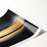 Minimalist Abstract Wall Art – Gold Horizon on Bold Black Canvas