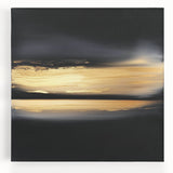 Minimalist Abstract Wall Art – Gold Horizon on Bold Black Canvas