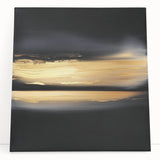 Minimalist Abstract Wall Art – Gold Horizon on Bold Black Canvas