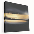 Minimalist Abstract Wall Art – Gold Horizon on Bold Black Canvas