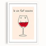 Abstract art print featuring swirling patterns in muted gray and blue tones, framed with a white mat.