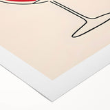 Art deco poster featuring a stylized cocktail, with bold black and golden hues on rolled canvas.