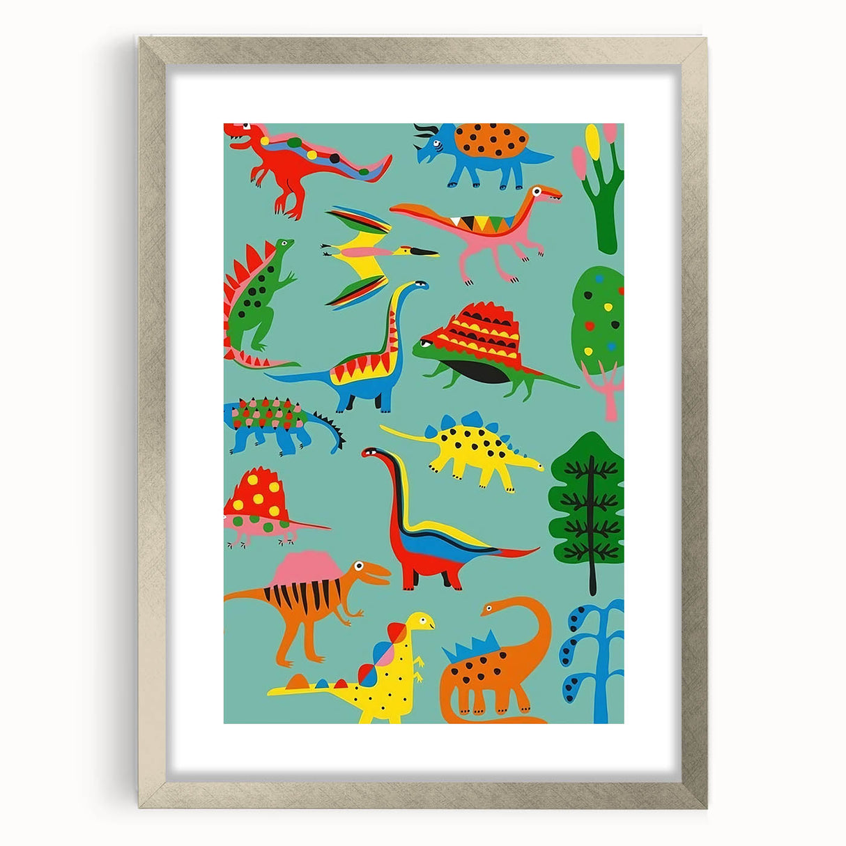 Fun Boys Room Wall Art – Colorful Dinosaur Collection for Kids Rooms