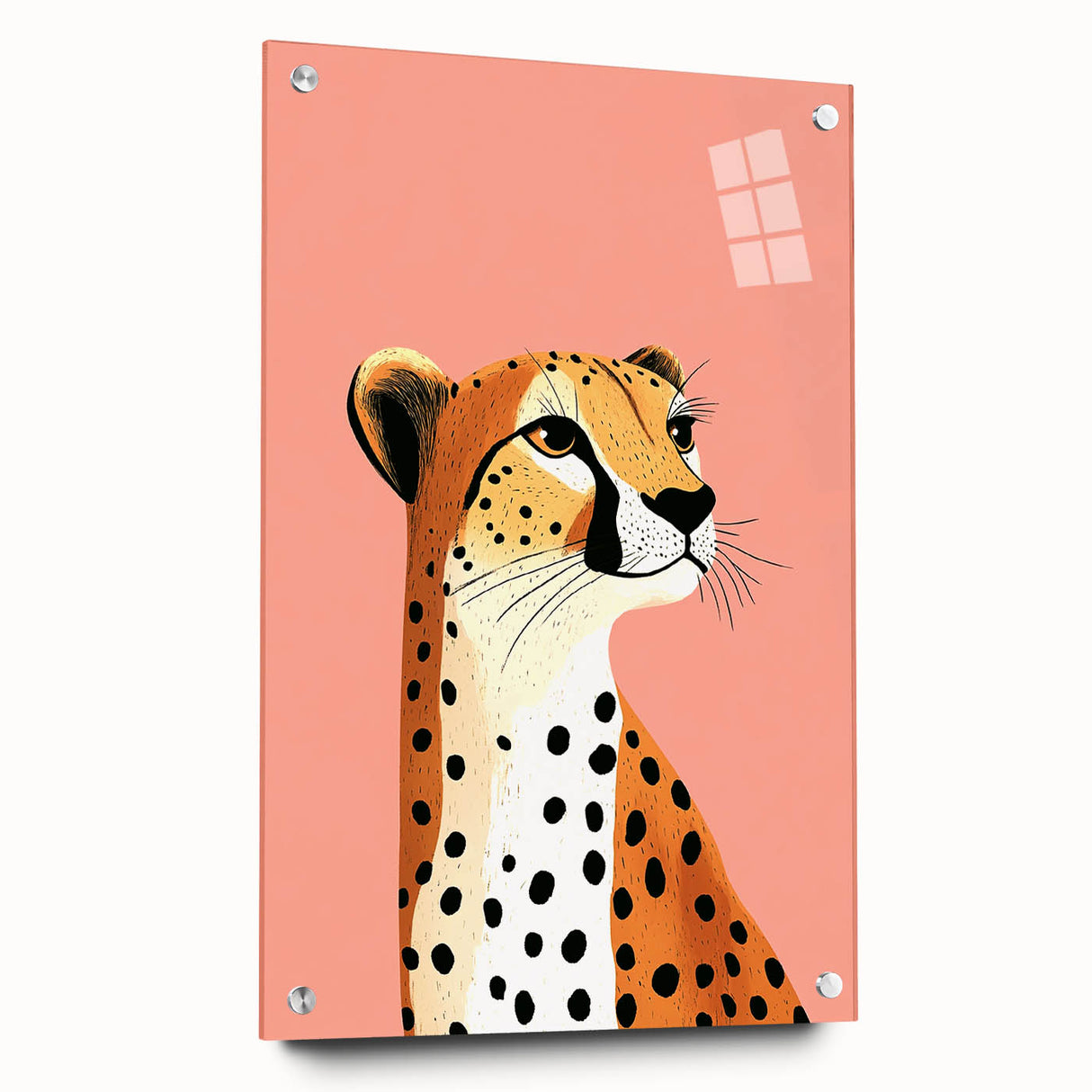 Modern Cheetah Portrait - Personalized Kids Room Art