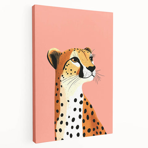 Modern Cheetah Portrait - Personalized Kids Room Art