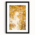 Extra large abstract art print featuring vibrant autumnal hues on textured canvas, framed in black.