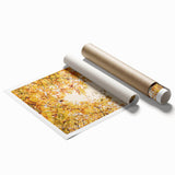 Extra large rolled print featuring a fall-themed floral design in warm orange and red tones.