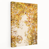 Autumn-themed abstract painting in warm orange and red tones on stretched canvas, suitable for kitchen wall art.