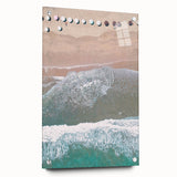 Large abstract wall art on acrylic glass depicting vibrant summer colors, perfect for bedroom or dining room decor.