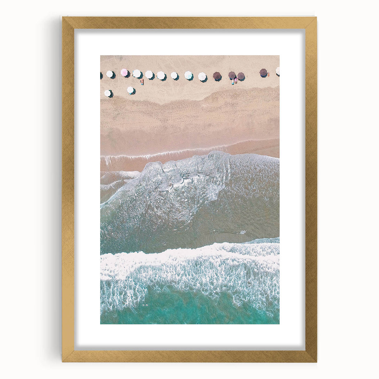 Extra large abstract art print featuring textured swirls in vibrant summer hues on a gold-framed canvas.