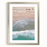 Textured abstract art print in vibrant summer hues on a silver-framed canvas, ideal for bedroom art.