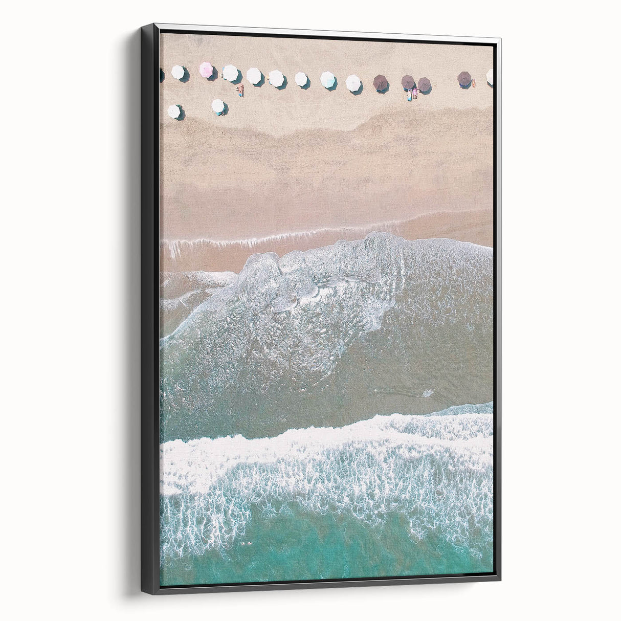 Black and white framed canvas featuring a vintage landscape painting, ideal for bedroom wall decor.