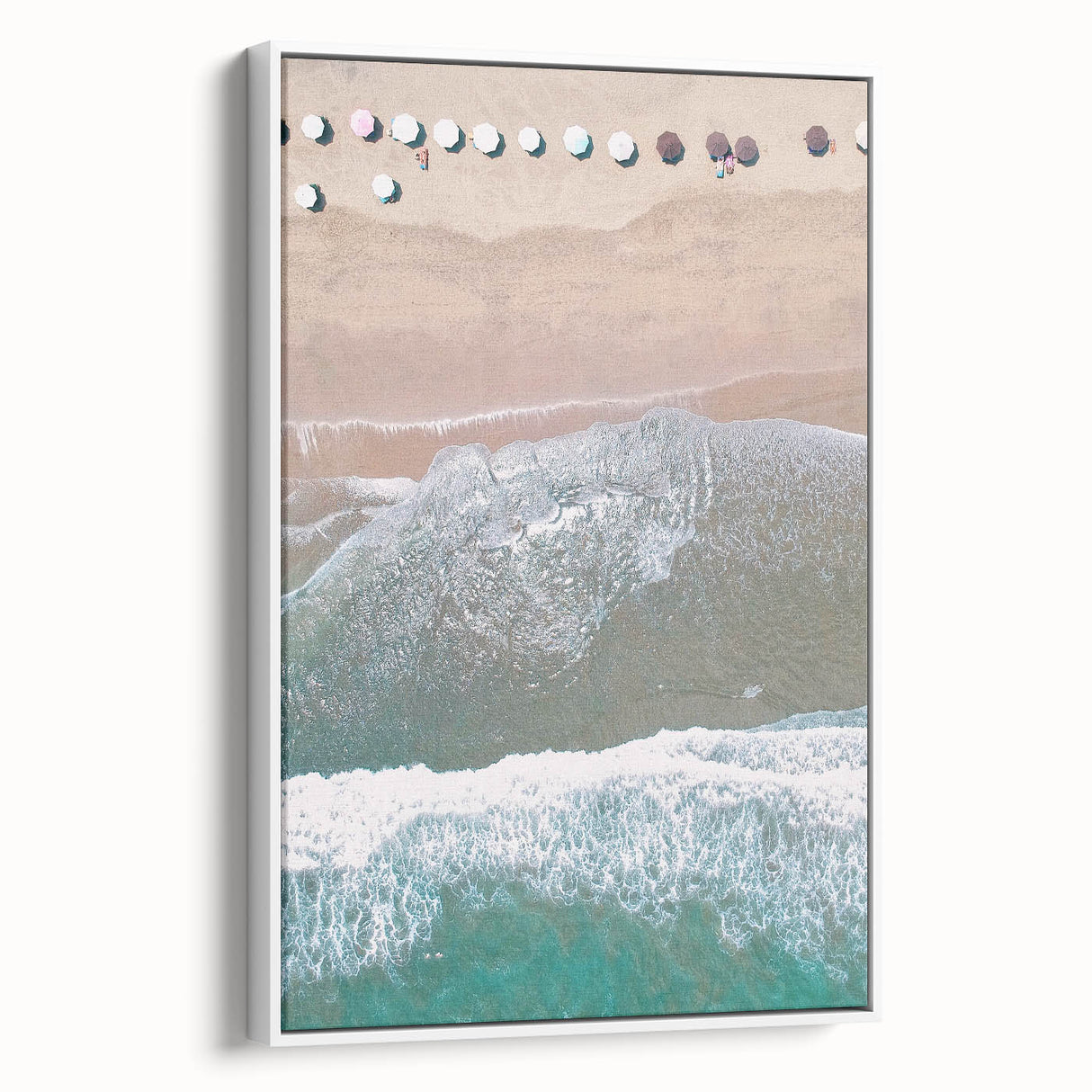 Vintage poster art featuring a colorful summer theme on an extra-large framed canvas, ideal for living room decor.