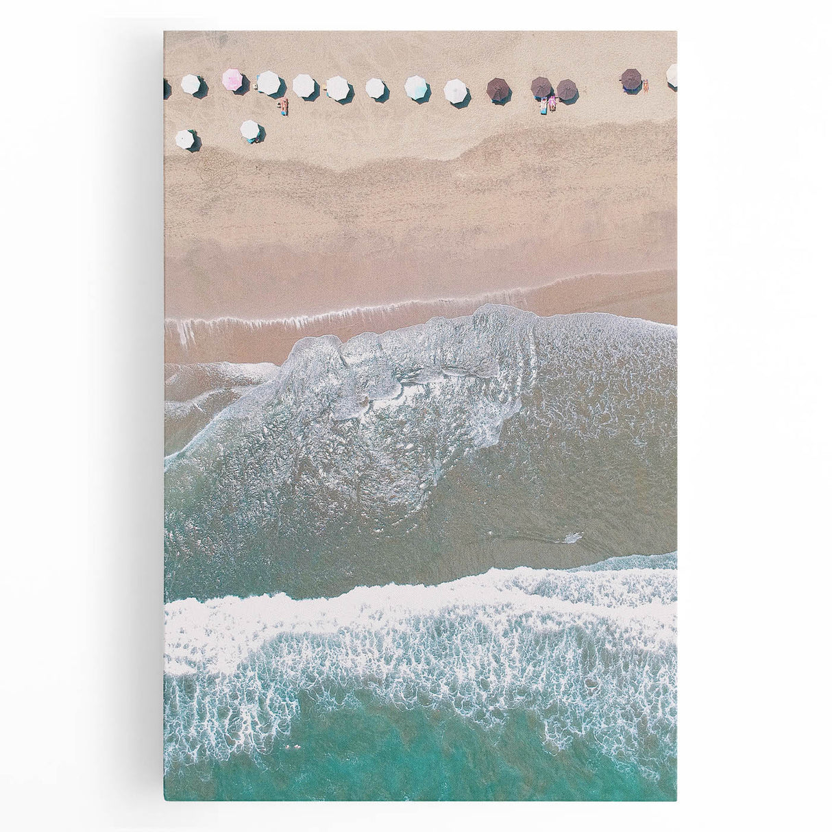 Large black and white stretched canvas depicting a summer scene, ideal for kitchen wall art.